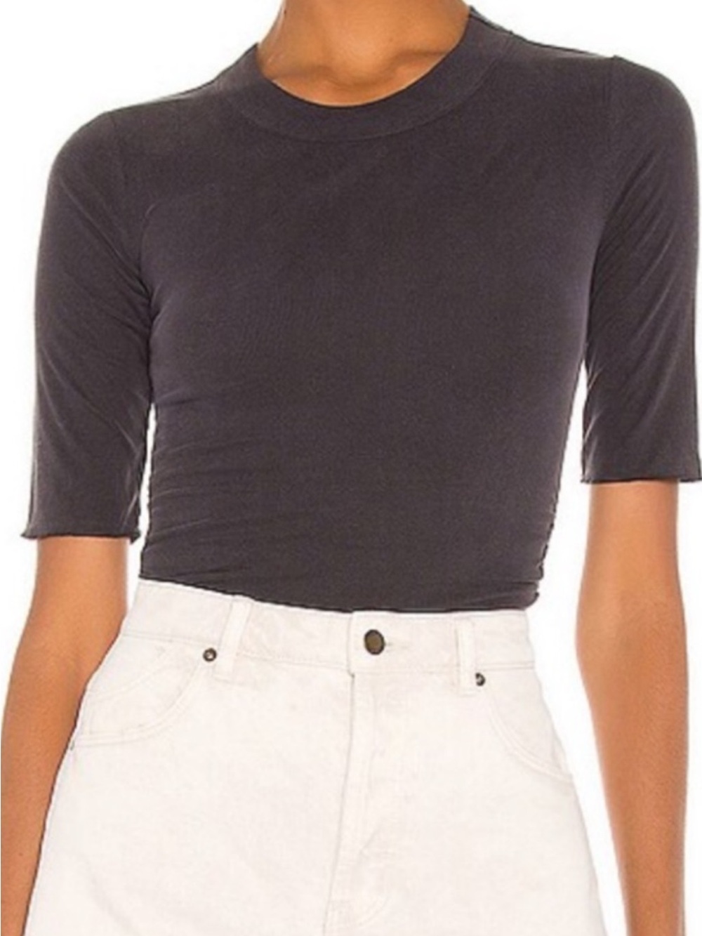 Free People Talk to Me Gold Short-Sleeve Crewneck Top
